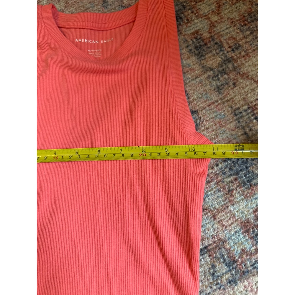 Set of 2  Aerie‎ American Eagle Ribbed Tank Tops Coral Pink Black Sz XS Top - Picture 4 of 12
